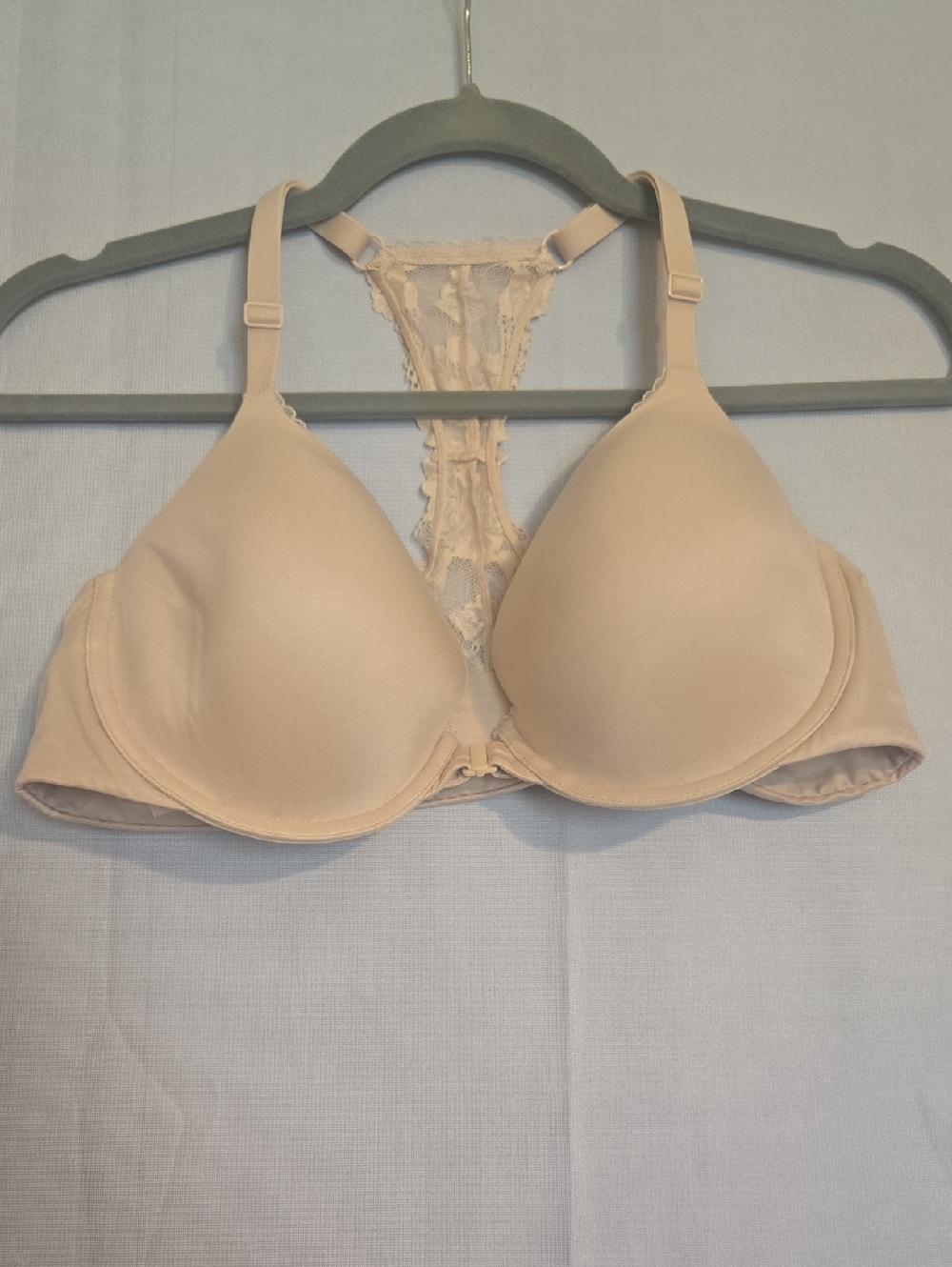 Victoria's Secret Racerback Light Nude Lace Back Bra – Smooth 38C NWOT